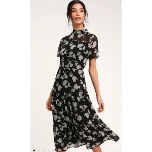 Floral black and white dress